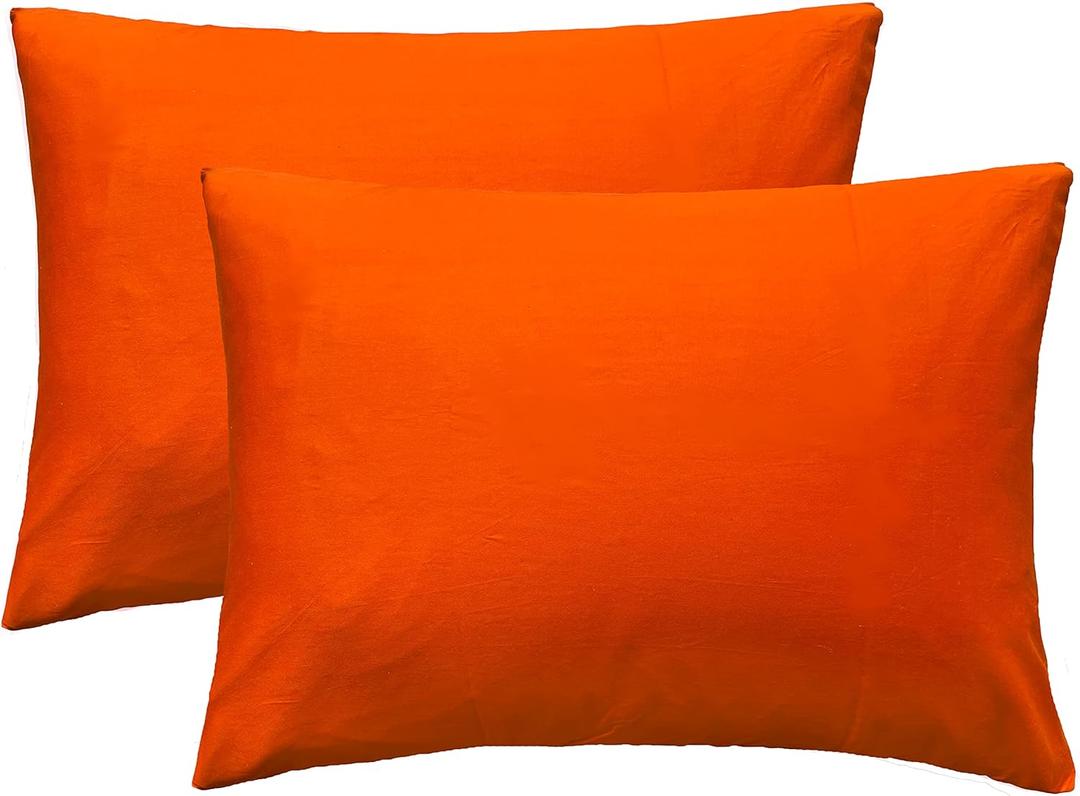 iMaylex Soft 100% Egyptian Cotton Zipper Closure Pillowcases, Cozy and Lightweight Pillow Case, Set of 2, Orange, Standard, 20" x 26"