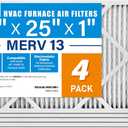 LotFancy 16x25x1 Air Filter MERV 13 4-Pack, Actual Size: 15.75"x24.75"x0.75", Electrostatic Pleated HVAC Furnace Air Filter, Captures Pet Dander Smog Smoke