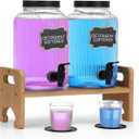 2-Pack Laundry Detergent Dispenser with Bamboo Stand1 Gallon Laundry Soap Dispenser with Measuring CupGlass Laundry Detergent Containr for Laundry Room Organization and Storage
