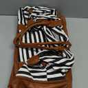 Oeihuivt Weekender Bags for Women - 21 Inch Large Travel Duffel Bag 2-Piece Set with Shoe Compartment, Heavy-Duty Canvas Leather Carry On Overnight Tote (Brown-Deep blue stripes)