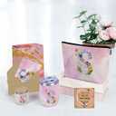 Personalized Gifts Monogrammed Birthday Gifts for Women, New Mom, Grandma Valentine's Day Thank You Christmas, Initial Wine Tumbler Makeup Bag Scented Candle Bracelet Set, (Aesthetic Pink Flower S)