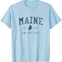 Retro Maine T Shirt Vintage State Sports Design Tee T-Shirt, M
