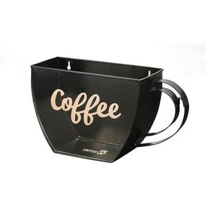 CoffeeI.V. Coffee Cup Shaped Pod Holder - Wall Mounted or Counter Top, Anti Slip - Durable, Functional, Space Saving - Doubles as Decor For Your Kitchen, Coffee Bar - Glass Front (Black Coffee)
