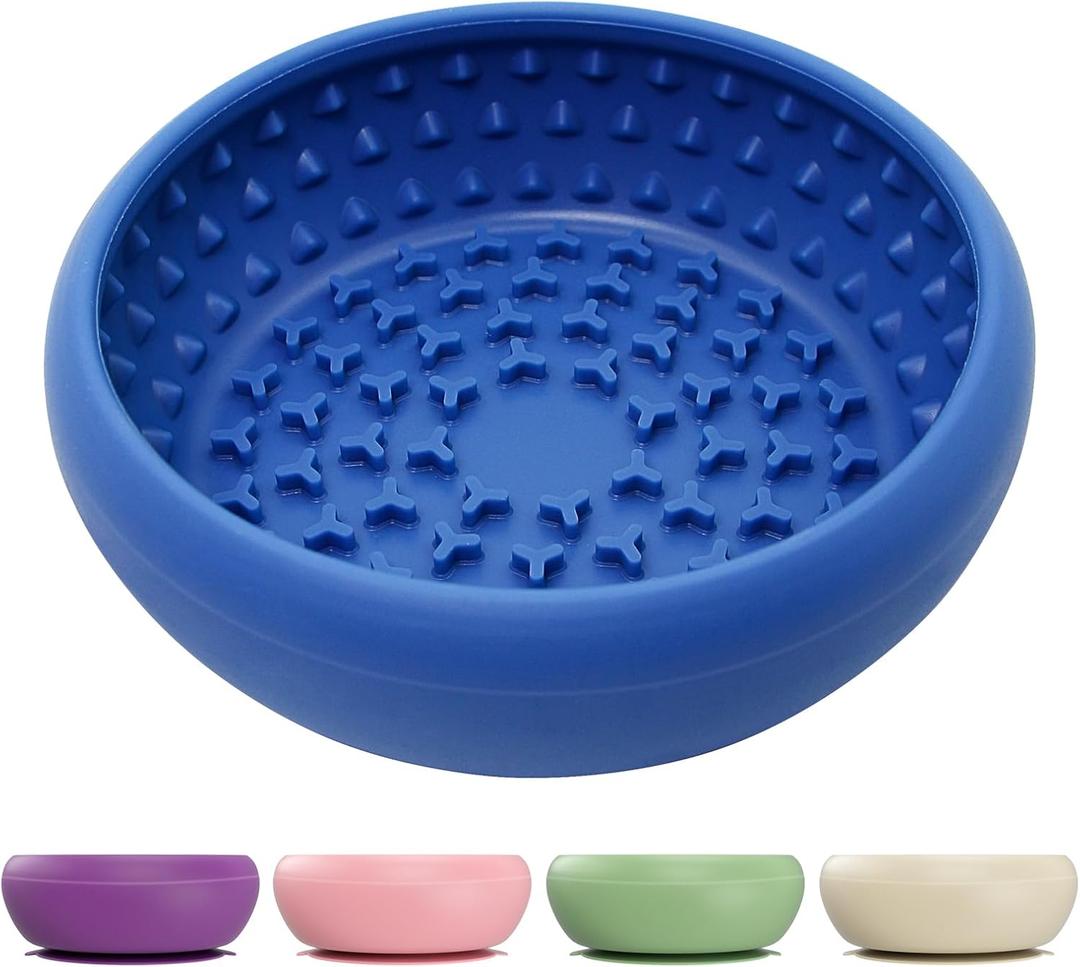 CNMSGM Dog Lick Bowl, BPA-Free Silicone Slow Feeder Lick Mat for Small and Medium Dogs, Non-Slip & Dishwasher Safe (Dark Blue,L)