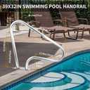 Pool Rail for inground Pools (39x32), 304SS Pool handrail with Nonslip Blue Cover