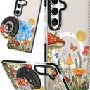 Lotadilo Cute Case for Samsung Galaxy S24 FE for Women Girls - Funny Butterfly Mogu Design Compatible with Magsafe Magnetic Ring Holder Kickstand Fashion TPU Phone Covers