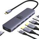 USB C to Dual HDMI Adapter, Newmight 7-in-1 USB-C Docking Station Dual Monitor Multiport Dongle with 2 HDMI 4K 60HZ, 3 USB 3.0, USBC 3.0 Data Port, 100W PD for MacBook Pro, iPhone 15/Pro Max, HP, Dell