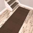 Brown Solid Colored Runner Rug Non Slip Rubber Grip Bottom Pet Friendly Kitchen Hallway Carpet Runner 32"x94"