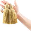 Fenghuangwu 2pcs Tassel Charms Polyester Key Tassels with Loop,DIY Handmade Craft Accessories of Home and Furniture Decoration (Gold)