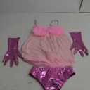 CosplayDiy Women's Cosplay Pink Fembot Costume Dress Adult Sexy Robot Costume Feather Lingerie Set, Size: XS