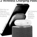 iHome Bluetooth Speaker with Wireless Charger, Charging Station with Color Changing Night Light - Dark Gray (iPBT50DG)