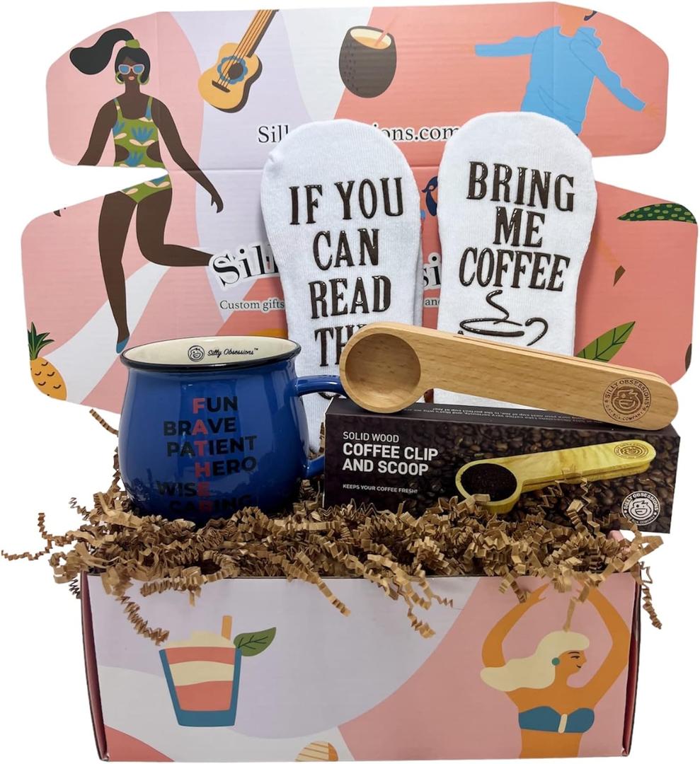 The Father Box-Gift Set for Fathers-Packed with Fun Gifts for Dad. Valentine Gift Basket for Dad, Husband, father in Law.