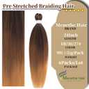 Ombre Braiding Hair 24 Inch Pre Stretched Braiding Hair Professional Hair Extensions 6 Packs 100% Kanekalon Synthetic Crochet Hair Braids Yaki Texture Hair Braiding (24Inch,T1B/30/27#).