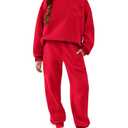 Arshiner Sweatsuits Girls 2 Piece Outfit Drop Shoulder Sweatshirt Sweatpants Fall Fashion Clothes Tracksuit Red Size 140