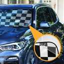 Black White Checkered Windshield Sunshade Car Sun Shade Blocks UV Rays Visor Protector Accordion Folding Sun Reflector Auto Sunshade for Truck SUV