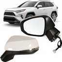 Lqito Left Driver Side Mirror Fits 2019-2025 Toyota Rav4 with Power Heated Turn Signal and Blind Spot Match Super White Replace 879400R271(8 Pins)
