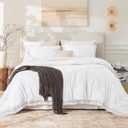 Andency White Comforter Set Full, 3 Pieces Boho Lightweight Bedding Comforters & Sets, All Season Soft Fluffy Tassel Bed Set (79x90In Comforter & 2 Pillowcases)