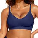 OEAK Womens Wireless Jelly Bras Comfortable Push Up Bra No Underwire Gel Bra Full Support Lift Everyday Seamless Tshirt Bras (Blue, S)