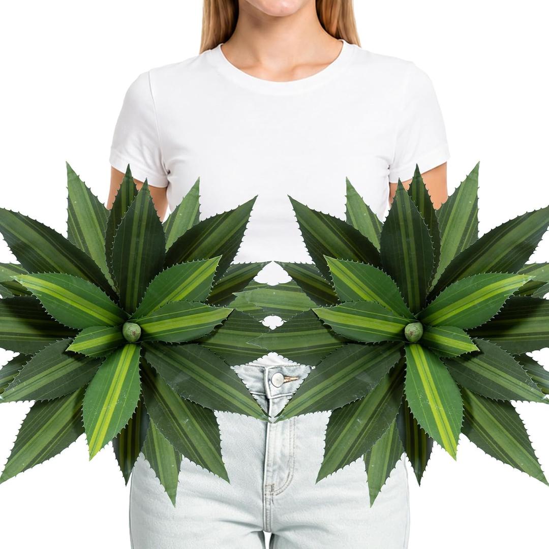 22 inch Artificial Agave Outdoor Set Spiky Edged Agave Artificial Plants Suitable for Indoor Home Decor Realistic and UV-Resistant Artificial Succulents Planters Not Included 2 Piece Set