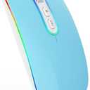 cimetech Wireless Mouse for Laptop Rechargeable, Portable Computer Mice for Business Travel, Silent LED Mouses Inalambrico Optical with Nano Receiver, Plug and Play for iPad MacBook air PC (BT5.1 & 2.4G-Blue)