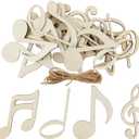 28 Pack 4 Inch Wood Musical Notes Crafts Unfinished Wood Musical Notes Cutouts Wooden Musical Notes Hanging Ornaments DIY Musical Notes Craft Gift Tags for Home Party Decoration Craft Project