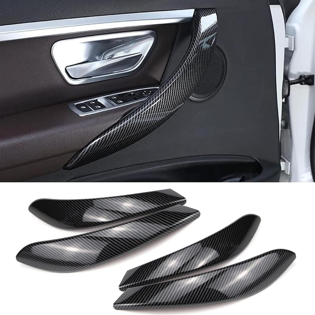 USTAR Carbon Fiber Door Pull Handle Cover Fit for BMW F30 F31 F34 F80 3 Series 320 328 330 335 M3 2012-2018 and BMW F32 F33 F36 F82 F83 4 Series 428 435 M4 2014-2017 51417275488 51417275487
