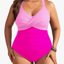 Aqua Eve Plus Size One Piece Swimsuit - Women's Tummy Control Bathing Suit Retro Full Coverage Swimwear 2025, 22W