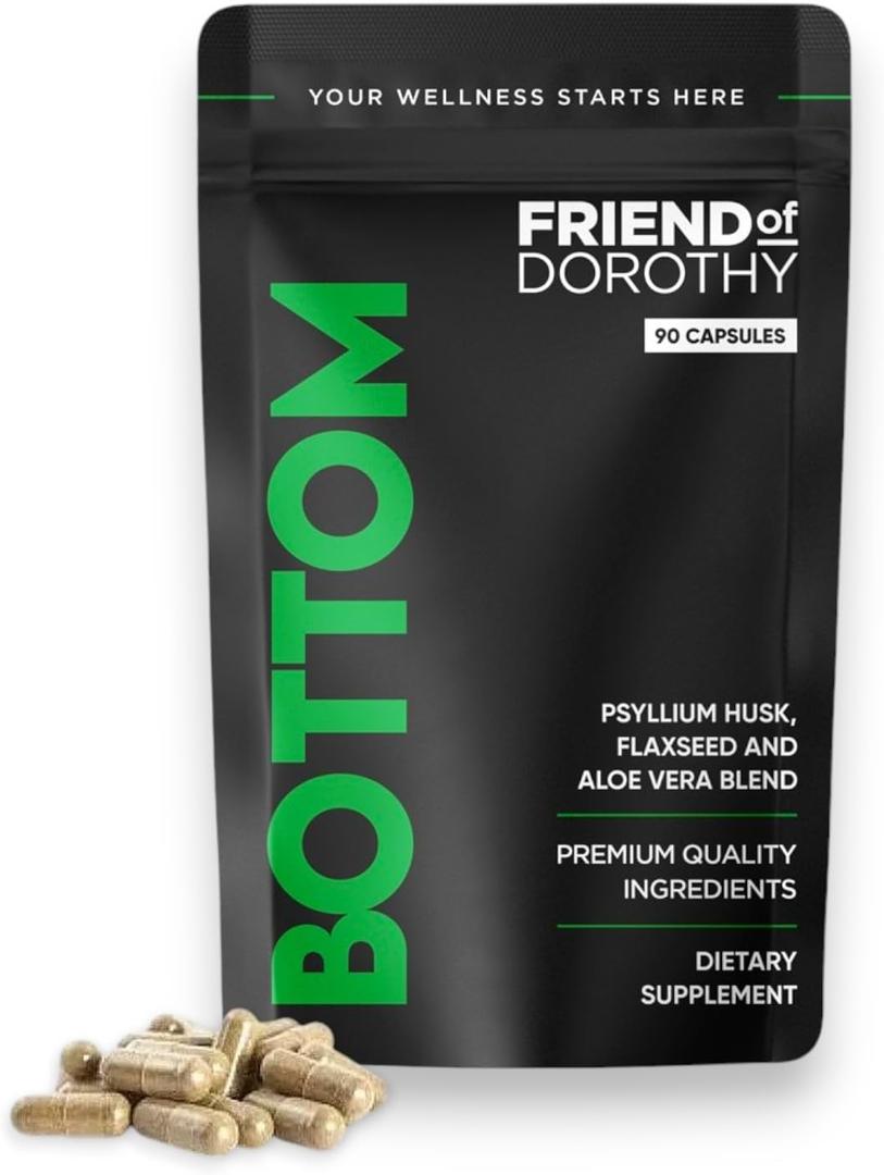 Bottom, Fibre Capsules, Psyllium & Aloe, 90 Capsules
Created for gay men. Psyllium husk, flaxseed and aloe vera fibre capsules for regularity and digestive wellness.