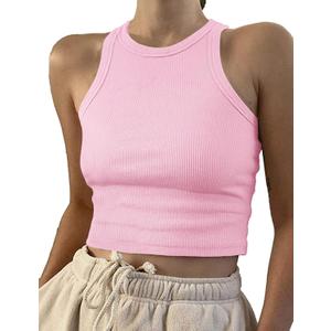 Artfish Women Casual Basic Sleeveless High Neck Rib-Knit Y2k Crop Tank Top (Medium, 01#pink) Artfish Women Casual Basic Sleeveless High Neck Rib-Knit Y2k Crop Tank Top (Medium, 01#pink)