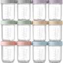 VITEVER 12 Pack Glass Baby Food Storage Containers - 8 oz Baby Food Storage Jars With Lids, Baby Food Maker, Microwave, Dishwasher & Freezer Safe