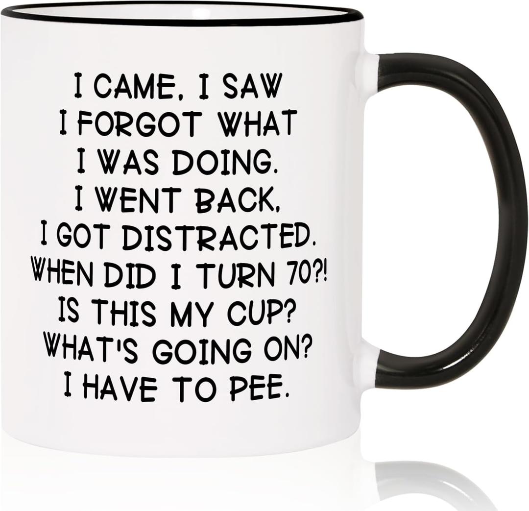 Shqiueos Funny 70th Birthday Gifts for Women Men Mug 11oz, 70 Year Old Birthday Gift for Her Him, Happy 70th Bday Gift Idea for Mom Dad Grandpa Grandma, 1956 Birthday Gift Decorations Coffee Cup