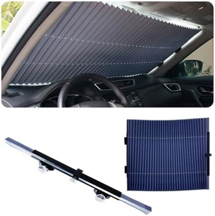 Suvnie Retractable Windshield Sun Shade for Car, 27 Inch Sunshade Protector Blocks 99% UV Rays to Keep Your Car Cool, Car Accessories for Window Sun Protection with Suction Cups