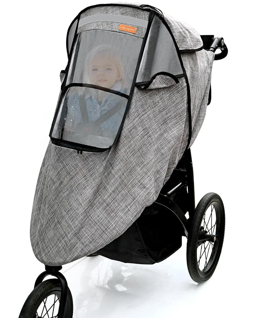 Stroller Rain Cover,Universal Stroller Accessory,Waterproof,Windproof Protection,Protect from Dust Snow,Baby Travel Weather Shield(Grey)