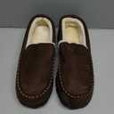 shoeslocker Mens Outdoor Slippers Moccasins for Men Warm Indoor Outdoor Brown Size 10