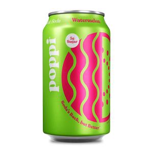 8 x Poppi Sparkling Prebiotic Soda Beverage with Apple Cider Vinegar, Seltzer Water and Fruit Juice, Watermelon Flavor, 12 Fl Oz, 1 Count, Packaging May Vary (EXP 04/08/27)