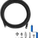 32.8 Feet x 1/2 inch Solid Drain Cleaning Cable with Six Shapes of Cutters, Manually Adapter and Powered Adapter, Steel Flexible Solid Core Sewer Drain Auger Snake Clog Pipe Removal Tool
