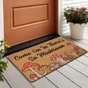 CiyvoLyeen Mushroom Welcome Doormat, Funny Front Door Mat Coir Rug Indoor Outdoor Entrance Porch Carpet Fungi Cottage Home Decor Cottage Housewarming Gift 17x29.5 Inches