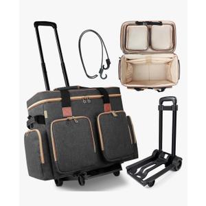 Rolling Teacher Tote Bag with Detachable Trolley, Wheeled Teacher Bag with Padded Laptop Compartment for up to 15.6 Inch, Multifunctional Rolling Briefcase for Teaching& Office (Elegant Gray) Rolling Teacher Tote Bag with Detachable Trolley, Wheeled Teacher Bag with Padded Laptop Compartment for up to 15.6 Inch, Multifunctional Rolling Briefcase for Teaching& Office (Elegant Gray)
