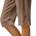 Cotton Linen Capri Pants for Women Petite Bermuda Shorts Knee Length Drawstring Pants Summer Beach Long Shorts (M)