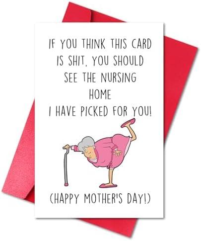 Pack of 3 LYMEQING Funny Mother’s Day Card for Mom, Hilarious Mother’s Day Gift from Daughter Son (If You Think This Card Is Shit, You Should See the Nursing Home I Have Picked for You)