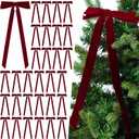 Giegxin 30 Pcs 11 x 5.5 Inches Velvet Bows for Christmas Tree Wreath Garland Ornaments Large Xmas Vintage Double Velvet Ribbon Bows for Xmas Home Decor Indoor Outdoor Holiday Decorations(Burgundy)