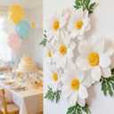 12PCS Crepe Paper Daisy Flower Decor Large White Paper Daisy Flowers for Backdrop Party Paper Tissue Pom Poms for Home Decor, Wedding Backdrops, Baby Shower, Birthday Party, Classroom Decoration