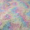 Amdrebio Rainbow Fluffy Round Rug 5Ft Kids Rugs for Girls Bedroom, Unicorn Room Decor, Colorful Pastel Shag Carpet for Playroom Baby Nursery, Cute Furry Kawaii Circle Area Rug for Toddler Princess (5' (Round))