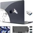 CISSOOK Compatible with MacBook Air 13.6 Inch Case 2022 2024 2025 2026 Model A2681 A3113 A3240 A3449, Black Space Hard Shell with Keyboard Cover for MacBook Air 13 M2 M3 M4 M5, Astronaut