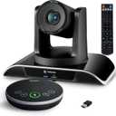 TONGVEO All-in-One Conference Room Video Camera System Al Auto-Tracking HD1080P 60fps 3X Optical Zoom USB3.0 HDMI PTZ Camera and Bluetooth Conference Speakerphone with Microphones