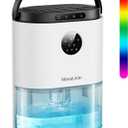 Dehumidifier for Home, 68 OZ Water Tank Dehumidifiers for Bathroom, Bedroom, Living room with, Auto Humidity Control, Digital Display, 7 Color Breathing Light, White