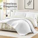 Comfort Spaces White Oversized Queen Quilt Set 102"x118" Bedspread Quilted Summer Lightweight Microfiber Bedding Coverlet with Double Sided Stitching Soft All Season Cozy 3 Piece with Matching Shams