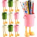 Sherr 9 Pack Plastic Pen Holders Cup Bulk with Foot Desktop Brush Pencil Storage Organizer with Handle Desk Small Bucket Pails for Office School Classroom Accessory(Multicolor), Set of 2