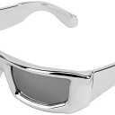 Futuristic Rectangle Sunglasses, Frosted White Frame, Gray Lenses (Transparent)