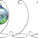 Abom 3 Pack 8in Ornament Display Stand, Air Plant Holder, Terrariums Hanger, Silver Iron Hanging Hook for Christmas Halloween Decoration, Glass Crystal Witch Ball, Home Wedding, Party Decor (3pcs)